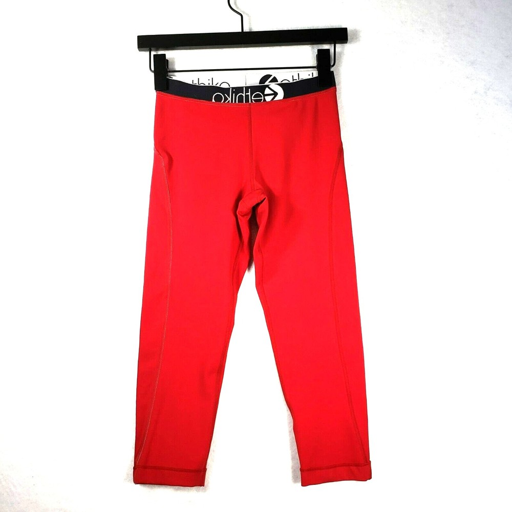Ethika Women's Subzero Performance Leggings Size Small Red Calf Length Capri